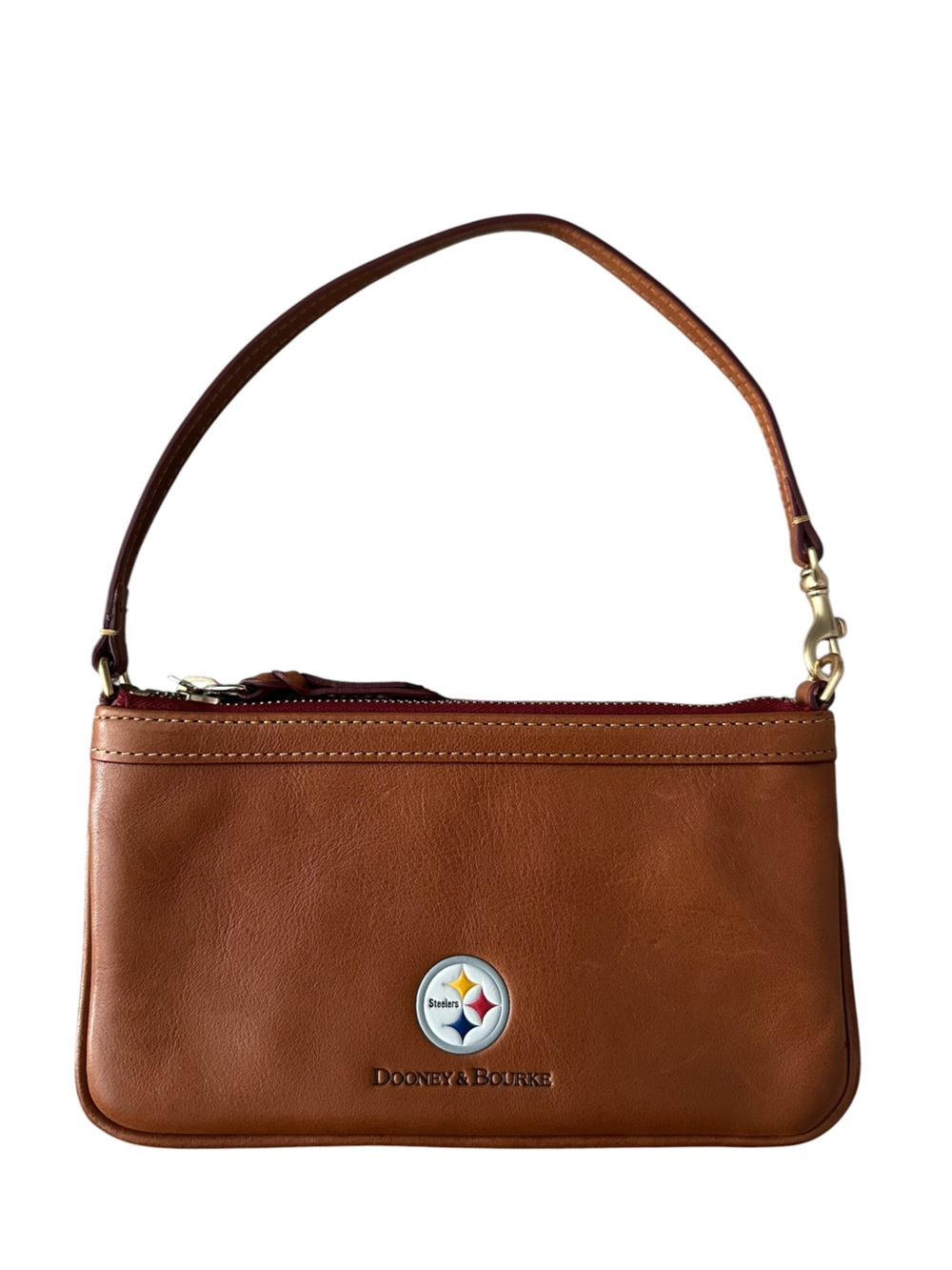 Dooney & Bourke NFL Pittsburgh Steelers Slim Wristlet Natural Leather EUC